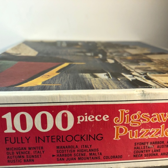 Vintage Whitman 1000-piece jigsaw puzzle featuring a "Harbor Scene, Malta - Picture 5 of 7